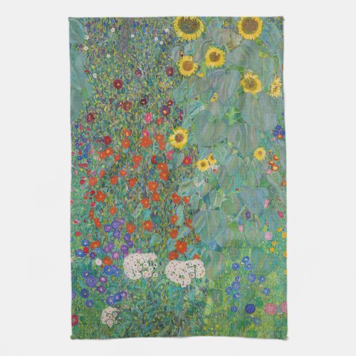 Gustav Klimt _ Country Garden with Sunflowers Kitchen Towel