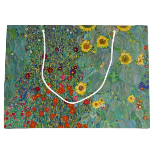 Gustav Klimt _ Country Garden with Sunflowers Large Gift Bag