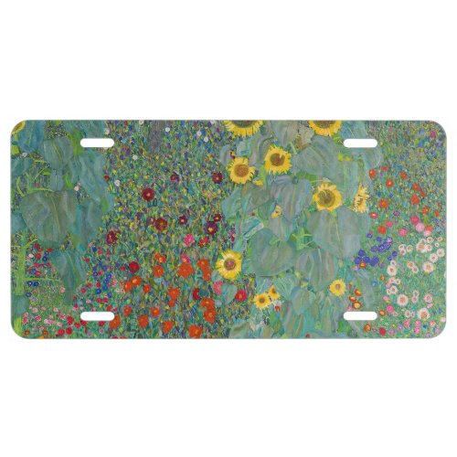 Gustav Klimt _ Country Garden with Sunflowers License Plate