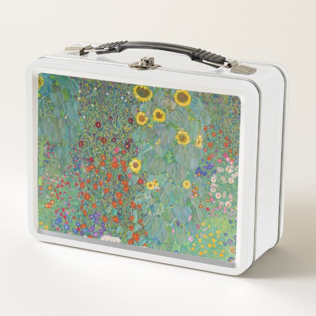 Gustav Klimt - Country Garden with Sunflowers Metal Lunch Box (Front)