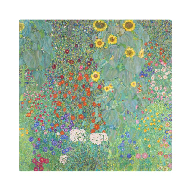 Gustav Klimt - Country Garden with Sunflowers Metal Print (Front)