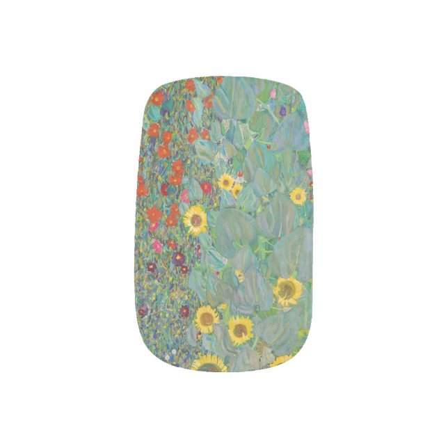 Gustav Klimt - Country Garden with Sunflowers Minx Nail Art (Left Thumb)