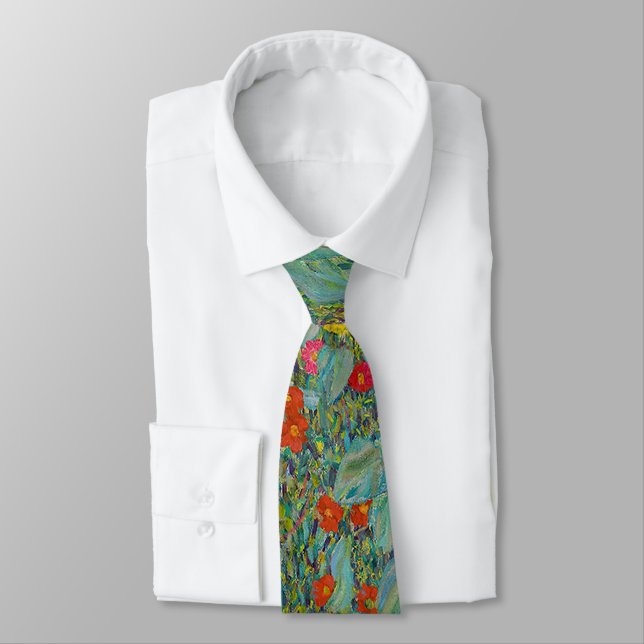 Gustav Klimt - Country Garden with Sunflowers Neck Tie (Tied)