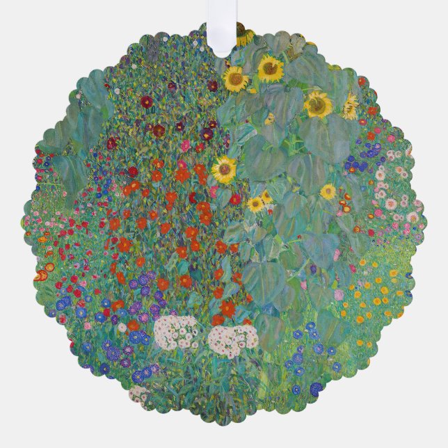 Gustav Klimt - Country Garden with Sunflowers Ornament Card (Front)