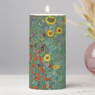 Gustav Klimt - Country Garden with Sunflowers Pillar Candle