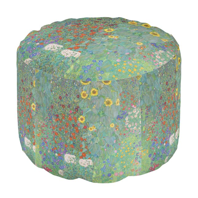 Gustav Klimt - Country Garden with Sunflowers Pouf (Angled Back)