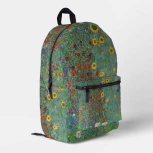 Gustav Klimt - Country Garden with Sunflowers Printed Backpack