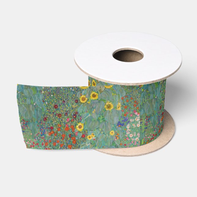 Gustav Klimt - Country Garden with Sunflowers Satin Ribbon (Spool)