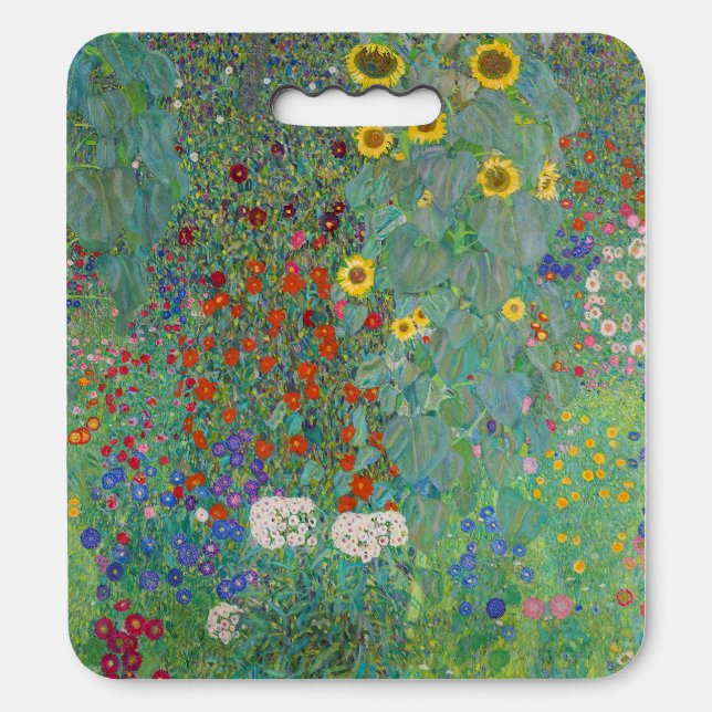 Gustav Klimt - Country Garden with Sunflowers Seat Cushion (Front Vertical)