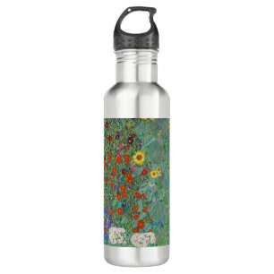 Gustav Klimt - Country Garden with Sunflowers Stainless Steel Water Bottle