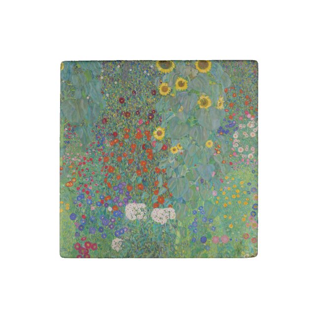 Gustav Klimt - Country Garden with Sunflowers Stone Magnet (Front)