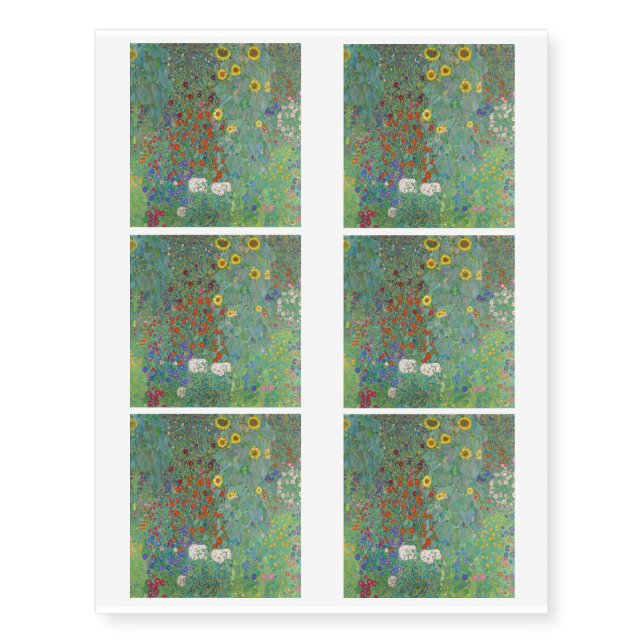 Gustav Klimt - Country Garden with Sunflowers Temp Temporary Tattoos (Front)