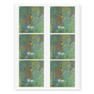 Gustav Klimt - Country Garden with Sunflowers Temporary Tattoos