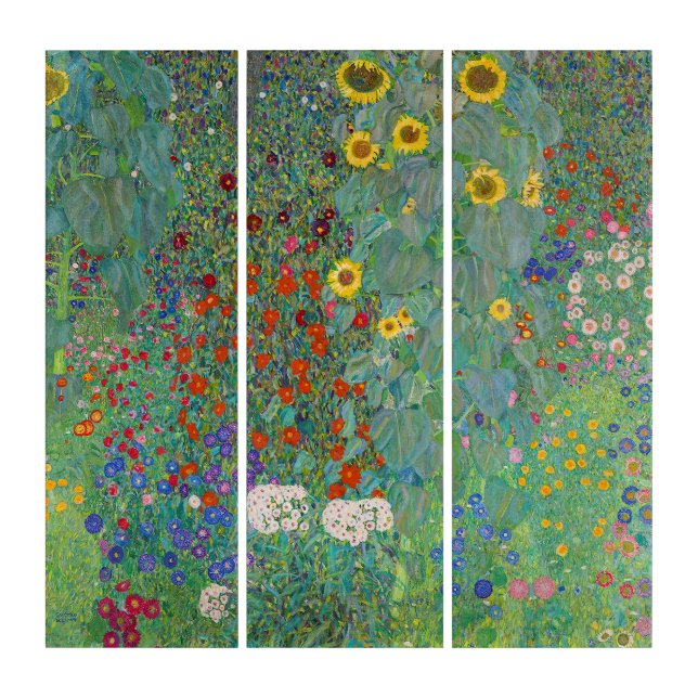 Gustav Klimt - Country Garden with Sunflowers Triptych (Front)