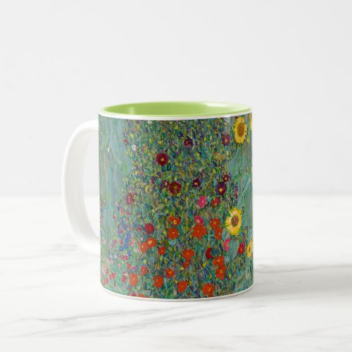 Gustav Klimt _ Country Garden with Sunflowers Two_Tone Coffee Mug