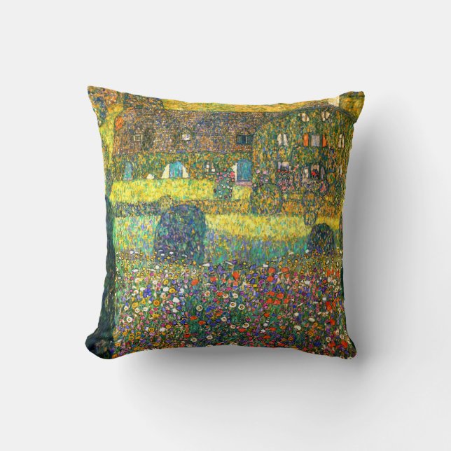 Gustav Klimt: Country House at the Attersee Throw Pillow (Front)