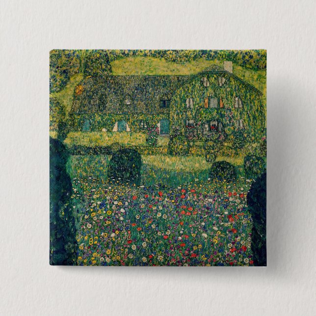 Gustav Klimt - Country House by the Attersee Button (Front)