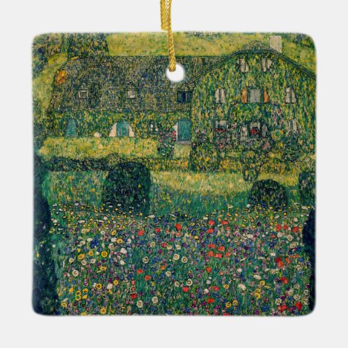 Gustav Klimt _ Country House by the Attersee Ceramic Ornament
