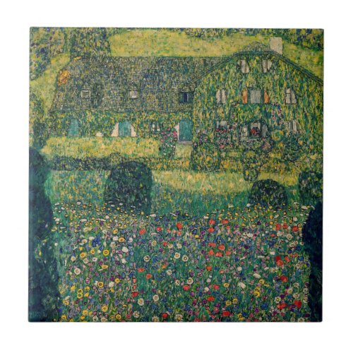 Gustav Klimt _ Country House by the Attersee Ceramic Tile