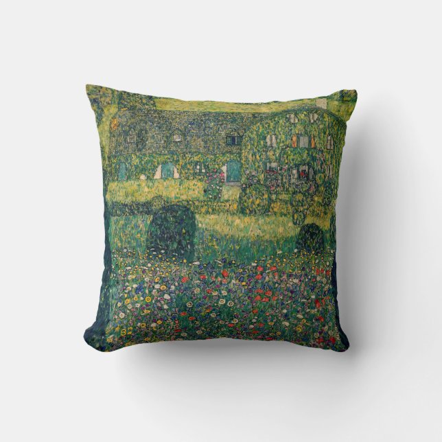 Gustav Klimt - Country House by the Attersee Throw Pillow (Front)