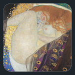 Gustav Klimt - Danae Square Sticker<br><div class="desc">Danae - Gustav Klimt, Oil on Canvas, 1907</div>