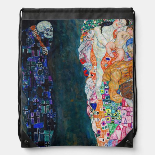 Gustav Klimt _ Death and Life Drawstring Bag
