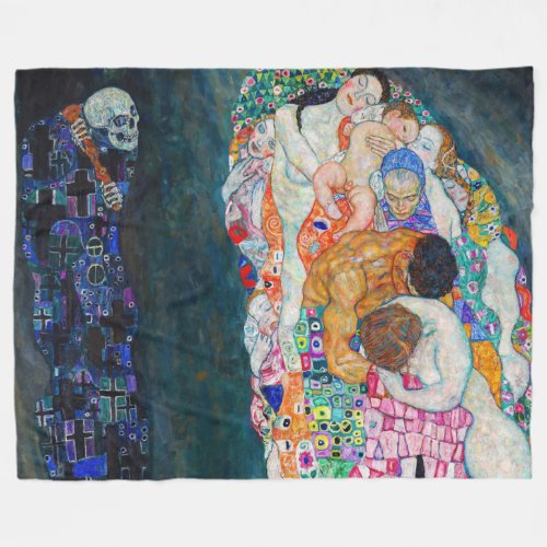 Gustav Klimt _ Death and Life Fleece Blanket