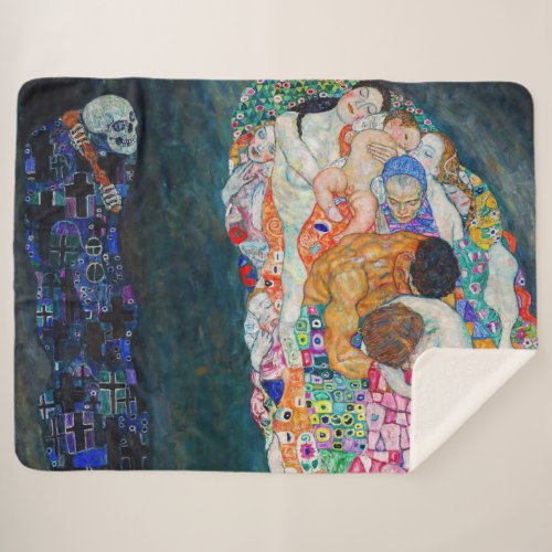 Gustav Klimt _ Death and Life Sherpa Blanket