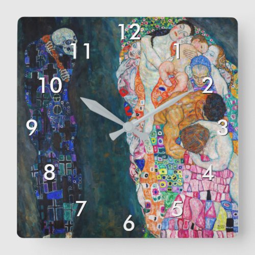 Gustav Klimt _ Death and Life Square Wall Clock
