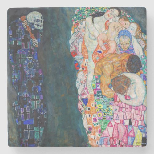 Gustav Klimt _ Death and Life Stone Coaster
