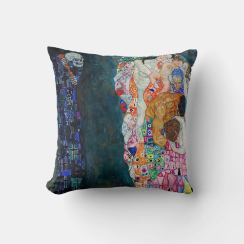Gustav Klimt _ Death and Life Throw Pillow