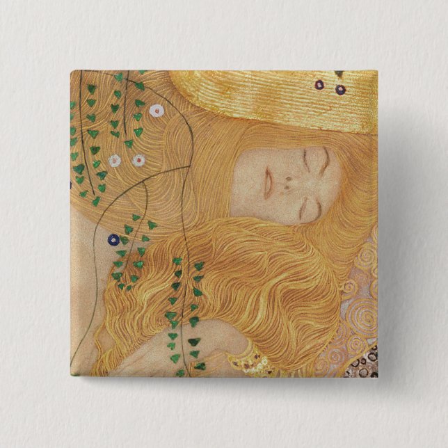 Gustav Klimt | Detail of Water Serpents I Pinback Button (Front)