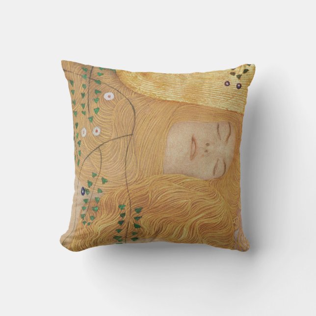 Gustav Klimt | Detail of Water Serpents I Throw Pillow (Front)