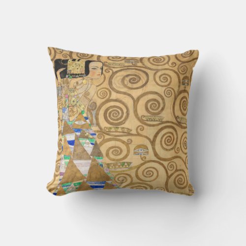 Gustav Klimt _ Expectation Stoclet Frieze Throw Pillow