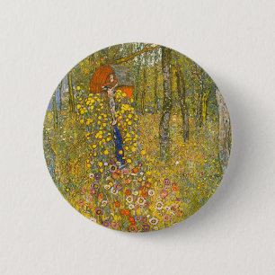 Gustav Klimt Farm Garden with Crucifix Button