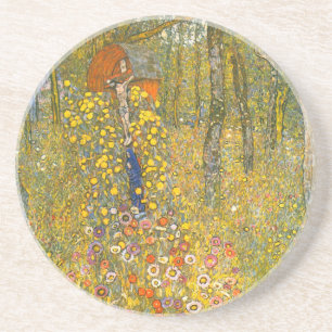 Gustav Klimt Farm Garden with Crucifix Coaster