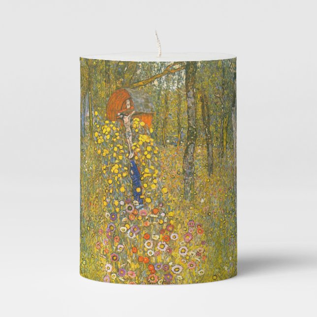 Gustav Klimt Farm Garden with Crucifix Pillar Candle (Front)