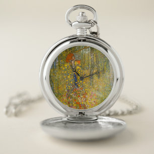 Gustav Klimt Farm Garden with Crucifix Pocket Watch