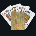 Gustav Klimt Farm Garden with Crucifix Poker Cards<br><div class="desc">Playing Cards featuring Gustav Klimt’s oil painting Farm Garden with Crucifix (1911). The crucifix and the Virigin Mary rest in a farm garden of beautiful yellow,  white,  purple,  and orange flowers. A wonderful gift for fans of Art Nouveau and Austrian art.</div>