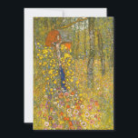 Gustav Klimt Farm Garden with Crucifix Save The Date<br><div class="desc">Card featuring Gustav Klimt’s oil painting Farm Garden with Crucifix (1911). The crucifix and the Virigin Mary rest in a farm garden of beautiful yellow,  white,  purple,  and orange flowers. A wonderful gift for fans of Art Nouveau and Austrian art.</div>