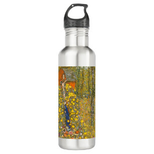 Gustav Klimt Farm Garden with Crucifix Stainless Steel Water Bottle