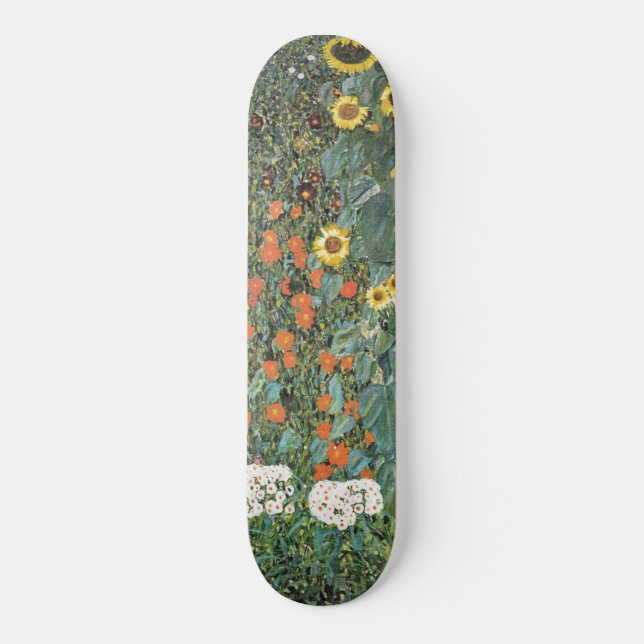 Gustav Klimt Farm Garden with Sunflowers GalleryHD Skateboard (Front)