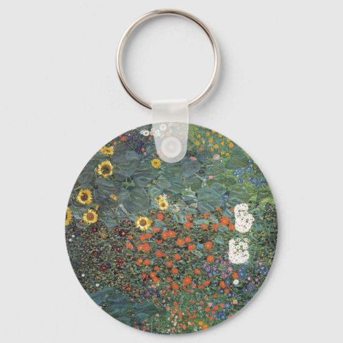 Gustav Klimt Farm Garden with Sunflowers Keychain