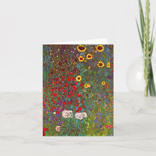 Gustav Klimt Farm Garden with Sunflowers Note Card | Zazzle.com