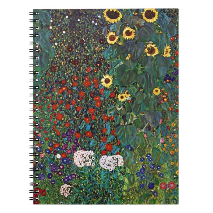 Gustav Klimt Farm Garden With Sunflowers Spiral Note Books