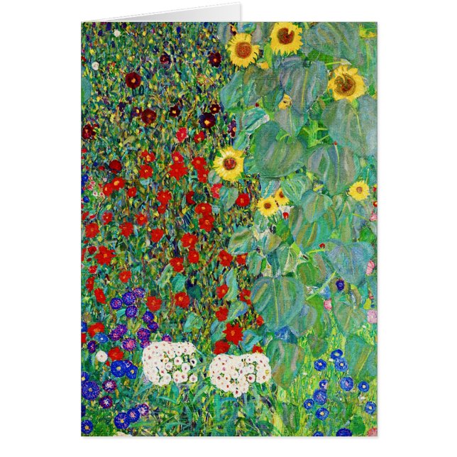 Gustav Klimt Farm Garden With Sunflowers Painting (Front)