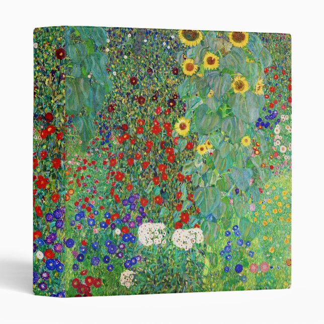 Gustav Klimt Farm Garden With Sunflowers Painting 3 Ring Binder (Front/Spine)
