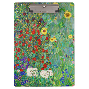 Gustav Klimt Farm Garden With Sunflowers Painting Clipboard