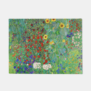 Gustav Klimt Farm Garden With Sunflowers Painting Doormat