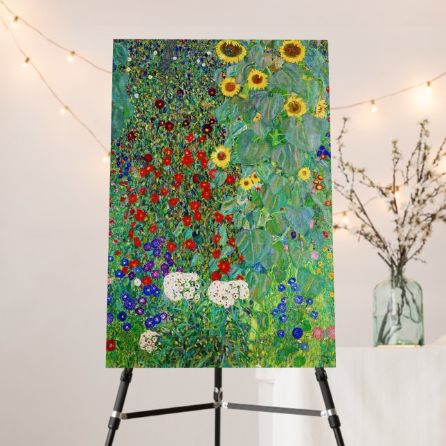 Gustav Klimt Farm Garden With Sunflowers Painting Foam Board (In Situ (Stand))